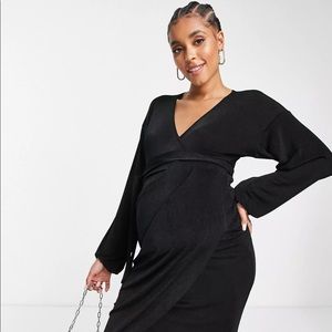 ASOS DESIGN Maternity Wrap Dress with Blouson Sleeves